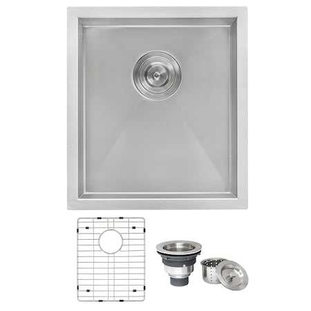 Ruvati 16" Undermount 16 Gauge Zero Radius Bar Prep Sink SS Single Bowl RVH7111